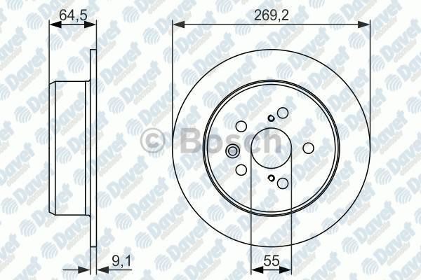 BOSCH 0986479336 Fren Diski Arka 269.2mm Toyota Carina E Vi (T19) 2.0 92-97 Celicia 93-99